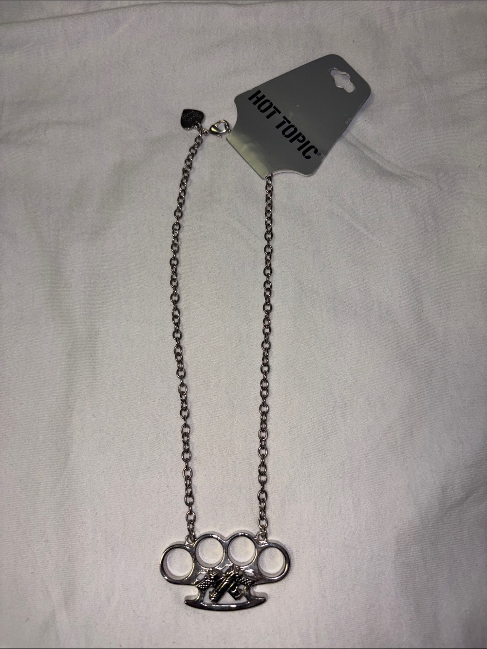 VINTAGE - Rock Rebel Silver Knuckles Pendant Necklace